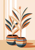 Desert Botanicals: Mid-Century Modern Minimalist Potted Plants Art
